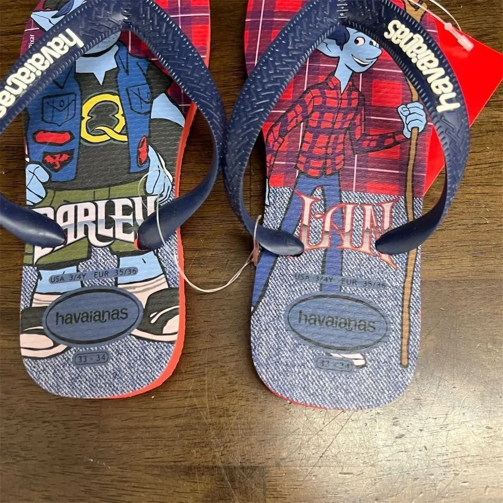 Havaianas Kids Pixar Onwards Barley and Ian Flip Flop Sandals Sz 3/4Y Disney NEW
